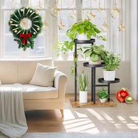 iDavosic.ly 3 Tier Plant Stand Indoor, Corner Tiered Plant Stands for Multiple Plants Outdoor, Metal Tall Plant Display Holder Shelf Flower Rack for Patio Porch Garden Balcony Bedroom, Black