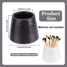 DELORIGIN 2 Pack Match Holder Ceramic White Black Match Box House Matchstick Holder Pot Minimalist Cute Home Decor Matches Small Items Coins Container Jar for Kitchen Bathroom (Matches Not Included)