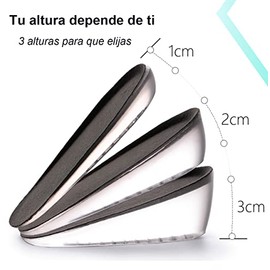 Qrity Gel de Silicona Plantillas para Hombres Altura 2cm, Plantillas de Aumento de Altura, Gel Insertos Invisibles para Elevadores de Zapatos