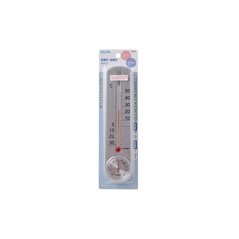 Elpa OS-02 Thermometer/Hygrometer, Wall Mount