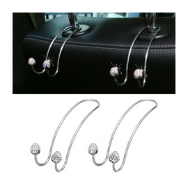 TSUGAMI Strawberry Car Decor Hooks, 2 Pack Bling Diamond Seat Back Organizers, Auto Headrest Storage Hangers Hooks for Purse Handbag Clothes Grocery, Universal Car Accessories for Women (AB Color)