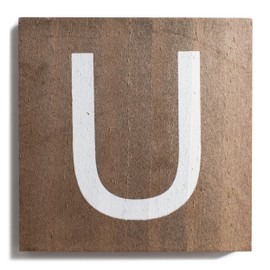 Stiles Letter Tiles, Wall Decor, Wooden Crossword Letters for Living Room, Dining Room, Kitchen, or Bedroom, Family Signs for Home 3.5 Inch, Walnut, Letter U