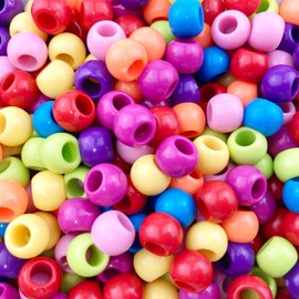 400 Round Acrylic Beads 10mm with 4.8mm Large Hole, Bright Mix