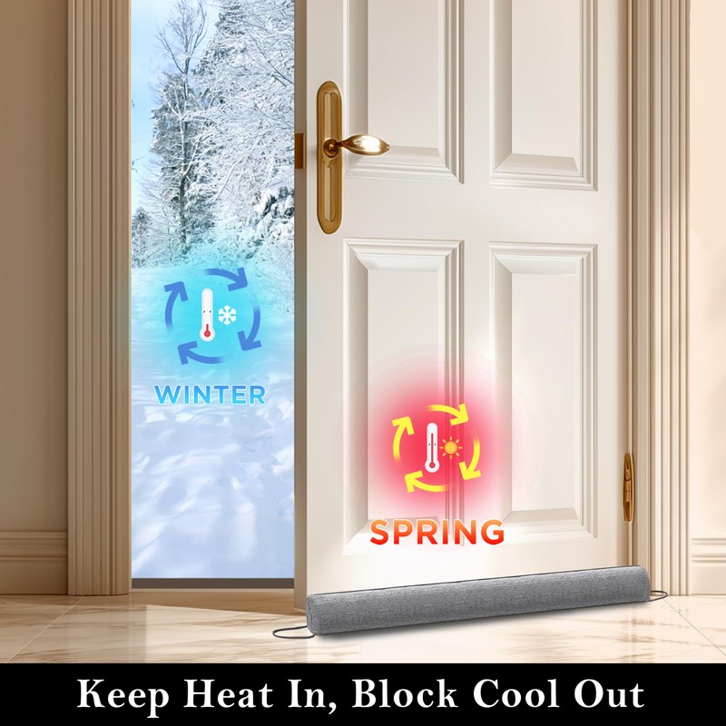 Sunolga 38" Linen Door Draft Stopper Blocks Hot and Cold