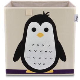 LIFENEY Storage Box with Penguin Motif, Toy Box with Animal Motif, Suitable for Cube Shelves, Organiser Box for the Children's Room, Storage Basket Children
