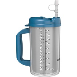 Whirley Drink Works (2) 32 oz Hospital Mugs with Pearl Blue Lids - Insulated Cold Drink Travel Mugs