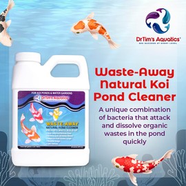 DrTim’s Aquatics Koi Ponds and Water Gardens Waste-Away – Natural Fish Pond Waste Management Solution for Dissolving & Cleaning Organic Sludge & Waste -128 oz. - Treats 3840 gal.