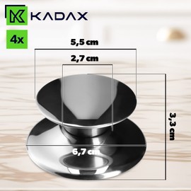 KADAX Pot Lid Handle, Plastic and Stainless Steel Fireproof Lid Knob, Universal Grab Handle for Pot Lid, Pot Lid Knob for Glass Lids (4 Pieces, Silver)