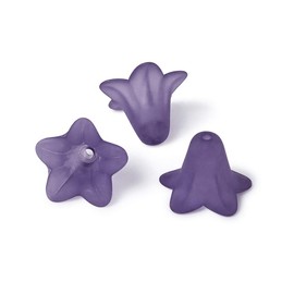 Pandahall 50pcs Transparent Frosted Acrylic Flower Beads 16x12mm DIY Jewelry Making Floral Bead Caps Indigo