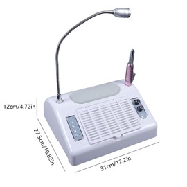 Hteedy 5 in 1 Nail Drill Manicure Machine 30000rpm Electic Nail Lamp Dryer, Nail Dust Collector for Acrylic Nails Manicure, DEST Lamp with Hand Cushion, Professional for Nail Art Tools Accessories