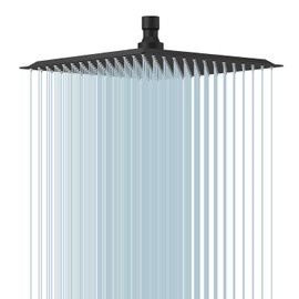 BESy cabezal de ducha de lluvia de 10 pulgadas, cuadrado de 10 pulgadas y cabezal de ducha de baño de acero inoxidable de alta presión, ultrafino, cobertura de cuerpo completo con boquilla de silicona, acabado negro mate
