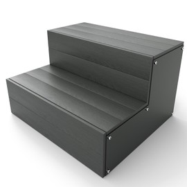 Hot Tub Steps, Universal Heavy Duty Spa & Hot Tub Step, Wood Looking Plastic Steps for Hot Tub, Use for Round or Straight Sided Spa, Non-Slip Steps for Outdoor/Indoor, 600lbs Load Capacity (Grey)