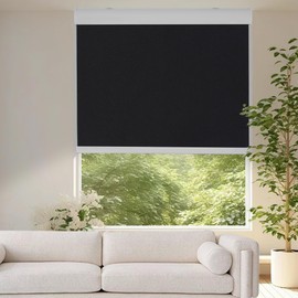 Allesin 100% Blackout Cordless Roller Shades for Windows, Free-Stop Shades, Thermal Insulated, UV Protection, Waterproof Fabric, Easy to Install for Home, Office, Bathroom (Black 35 x 72)
