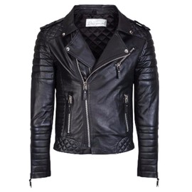 DECIMAL Men's Black REAL Lambskin Leather Biker Jacket VINTAGE GENUINE MOTORCYCLE JACKETS FOR MEN (US, Alpha, X-Large, Regular, Regular, C BLACK)