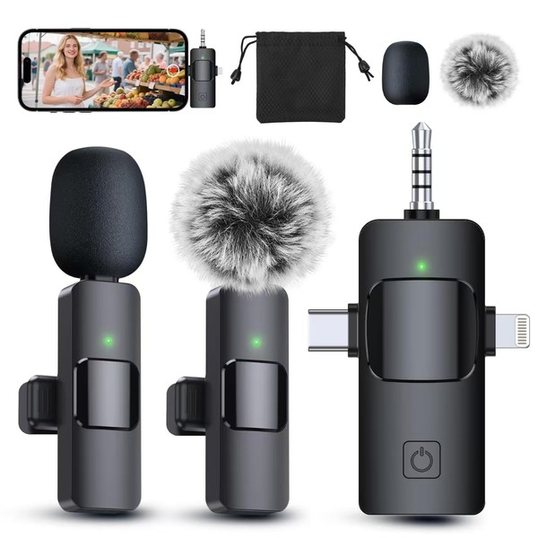 PQRQP PQRQP 3 in 1 Professional Wireless Lavalier Microphone for