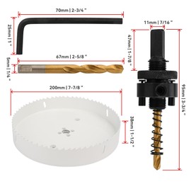 Mollom (200mm | 7-7/8") HSS M42 with 8% Cobalt BI-Metal Hole Saw with 2 Pilot Drill Bits & Arbor Smooth Cutting for PVC,Drywall,Wood,Plastic,Gypsum Board,Rubber