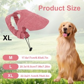 Dog Baseball Cap, Cat Dog Summer Beach Visor Hat with Ear Holes and Rope Clip Adjustable Puppy Sunbonnet Headdress Sun Protection Bonnet Supplies for Pets (Extra Large)