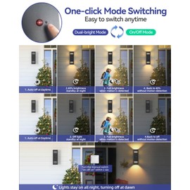 KIZON Motion Sensor Porch Light 2 Pack, Dusk to Dawn Outdoor Wall Lights Exterior Light Fixture with E26 Base, Black Outdoor Wall Sconce Antirust Waterproof for House Patio Garage