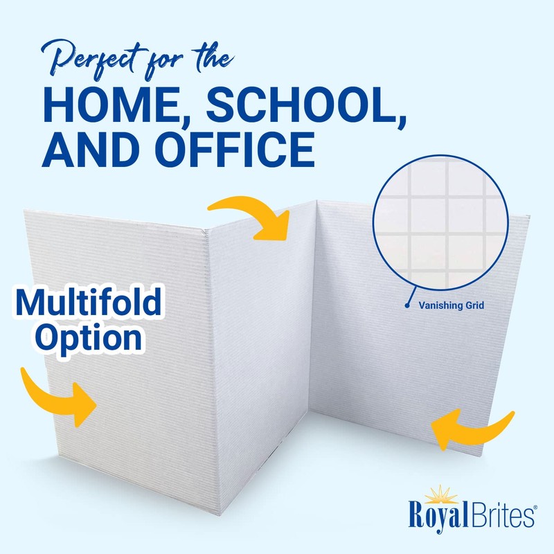Royal Brites White Grid Trifold Presentation Board, Project Board, 14
