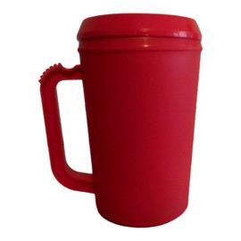 1 Large 22 Ounce Insulated Beer Mug, Color-Red, Made USA, Food Safe, No BPA,!!! Hot or Cold Beverages & Soup, Microwaveable, Dishwasher Safe(Top Shelf), Lid has Tab for Ease of Removal.