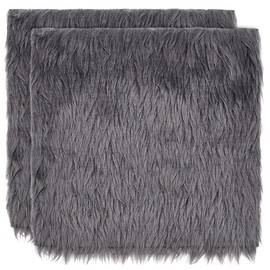 BENECREAT 2Pcs Gray Faux Fur Fabric, 25x25cm Soft Plush Shaggy Squares Pre-Cut Craft Fur Fabric for Gnome Crafts, Costumes, Rugs, Pillows, Sewing, Decorations