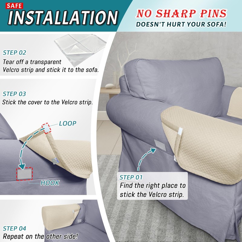Roytub Couch Arm Covers, Breathable Armrest Cover for Sofa, Armchair,