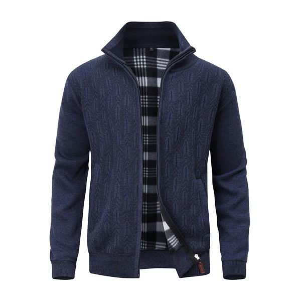 MeiLayM Men's Fleece Jacket Cardigan with Zip Cardigan Stand-Up Collar