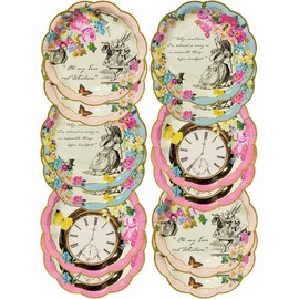 Talking Tables Truly Alice Disposable Plates, 12 Count, 7.3 inches for Tea Party or Birthday, Pink