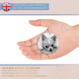 Destination Vinyl ltd Magnet for Refrigerator, Fridge BW - Cute Chihuahua Dog Puppy Pet Animal for Office, Cabinet and Whiteboard, Magnetic Stickers, 43553