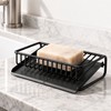 Bathroom Soap Holder Draining Rack, Self-Draining Soap Dish with Anti-Slip