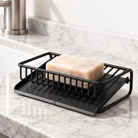 Bathroom Soap Holder Draining Rack, Self-Draining Soap Dish with Anti-Slip Design for Bathroom Sink, Shower Countertop, Kitchen, Home, Hotel & Dorm