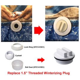 ATIE Pool Spa Hydrostream Return Jet Fitting Eyeball Seat Removal Tool SP1419T Compatible with All Hayward Return Jet Fittings SP1419 Series and Installing Winterizing Plug SP1022C (2 Pack)