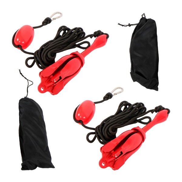 waltyotur 2 Pack 5.5 lb Red Marine Kayak Folding Grapnel