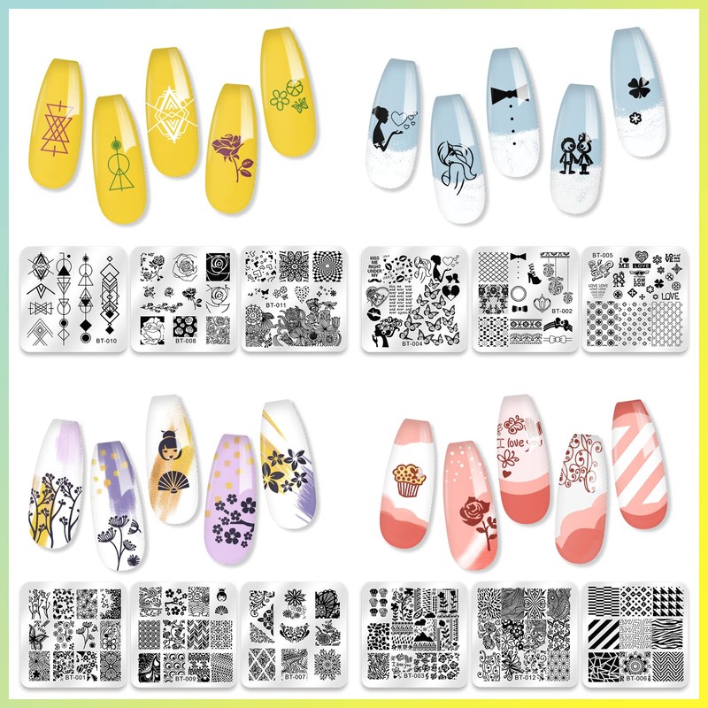 Biutee Nail Image Plate Set of 12 Nail Plates 1