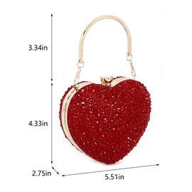 Naimo Womens Heart Bag Rhinestone Evening Bag Handbag Purse for Wedding Cocktail Party