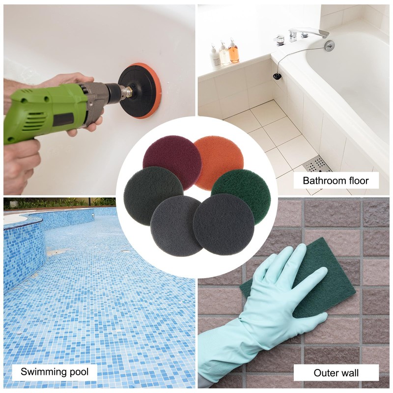 sourcing map 10pcs Drill Power Brush 5 inch Tile Scrubber