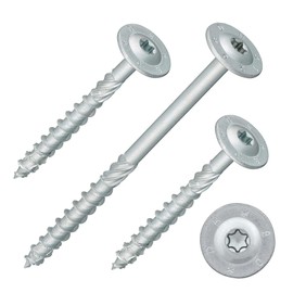 Flat Head Screws with Torx Drive (TX) | Galvanised | Reinforced Head + Friction Shaft + Cut Tip | with ETA Approval | Wood Screws | Construction Screws (6 x 160 mm, Pack of 10)