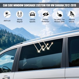 ZATOOTO Car sun shade side window of VW Sharan 2012-2019, protects against sunlight and UV rays, magnetically attachable and foldable