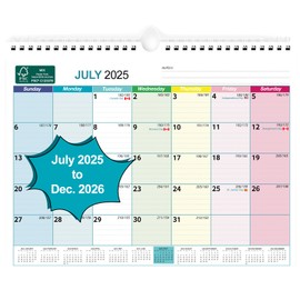 Povee Wall Calendar 2025-2026 - Includes July 2025 to December 2026-18 Monthly Daily Planner 13 x 9.6 Inches, Julian Dates for New Year Christmas Gifts