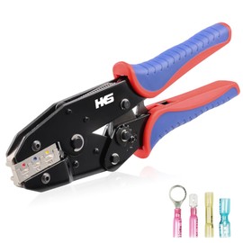 HKS Crimping Tool For Heat Shrink Connectors - Ratcheting Wire Crimpers - AWG 22-10 (0.5-6.0mm²) - Ratchet Terminal Crimper - Electrical Crimping Tool
