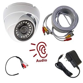Evertech HD 1080P Hybrid AHD/TVI/CVI/Analog Indoor/Outdoor Dome Security Camera with 50 feet premade Cable, CCTV Microphone and 12V DC Power Adapter