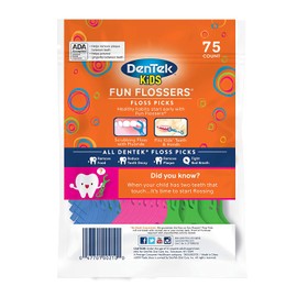 DenTek Kids Fun Flossers,Removes Food & Plaque, 75 Count, Pack of 3