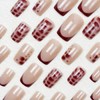 24Pcs French Tip Press on Nails Square Fake Nails Short