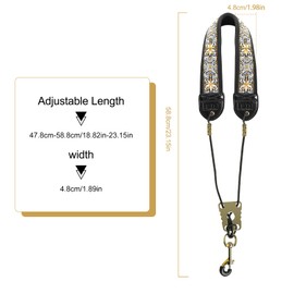 KUWAN Saxophone Neck Strap Soft Sax Leather strap Padded for Alto Sax Tenor Clarinet Baritone Soprano Horn Music Instrument (1, sunflower)