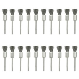 LDEXIN 20Pcs Steel Cleaning End Brushes Pen, 3mm Mandrel Wire Bushes Set, Rust Paint Removal Bits Polishing Rotary Tool Accessories, 5/16" x 1/8"