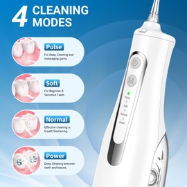 Reva Oral Irrigator for Teeth Cleaning, 300ML Water Tank, 360° Rotatable Nozzle, IPX7 Waterproof, Cordless Rechargeable Water Flosser with 2000mAh Battery for Travel & Home Use (White)