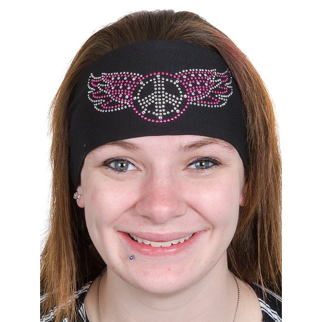 Skull Cap Head Wrap: Womens Headbands: Biker Chick Headwear: Peace Sign (3 Colors)