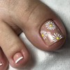 24Pcs Spring Summer Flower Press on Toenails French Tip Fake