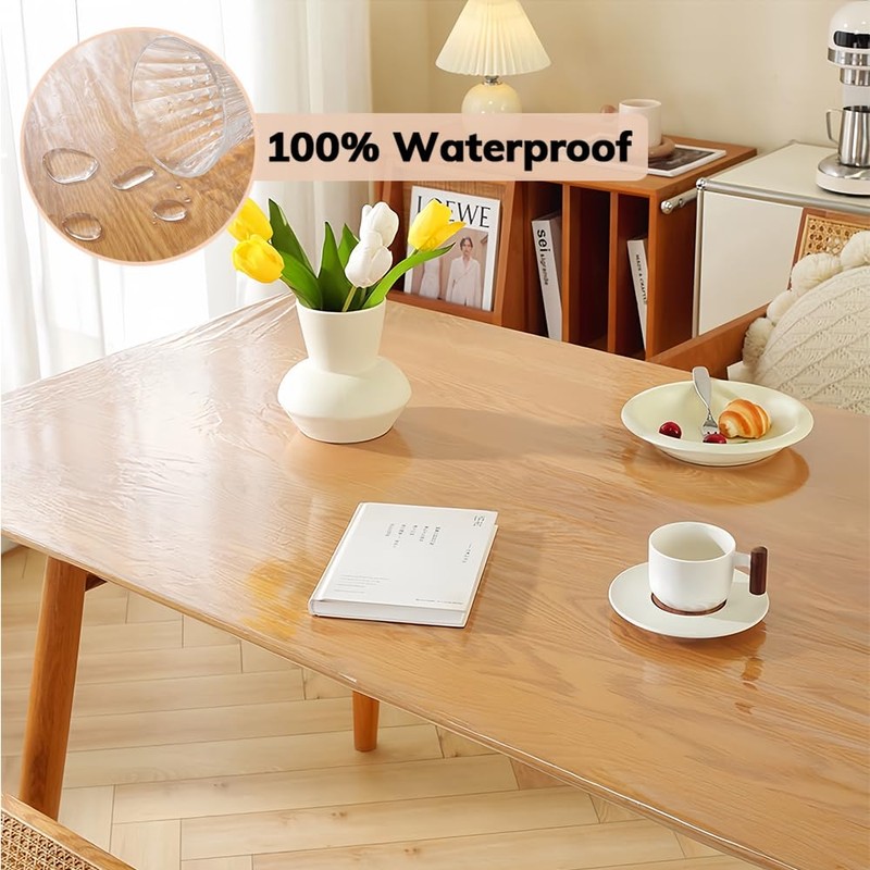 Generic 2Pcs Clear Round PVC Fitted Tablecloth, 60" Transparent Waterproof