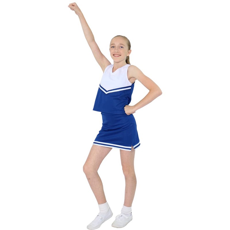 Danzcue - Falda de uniforme para niños, Azul real/Blanco, Small